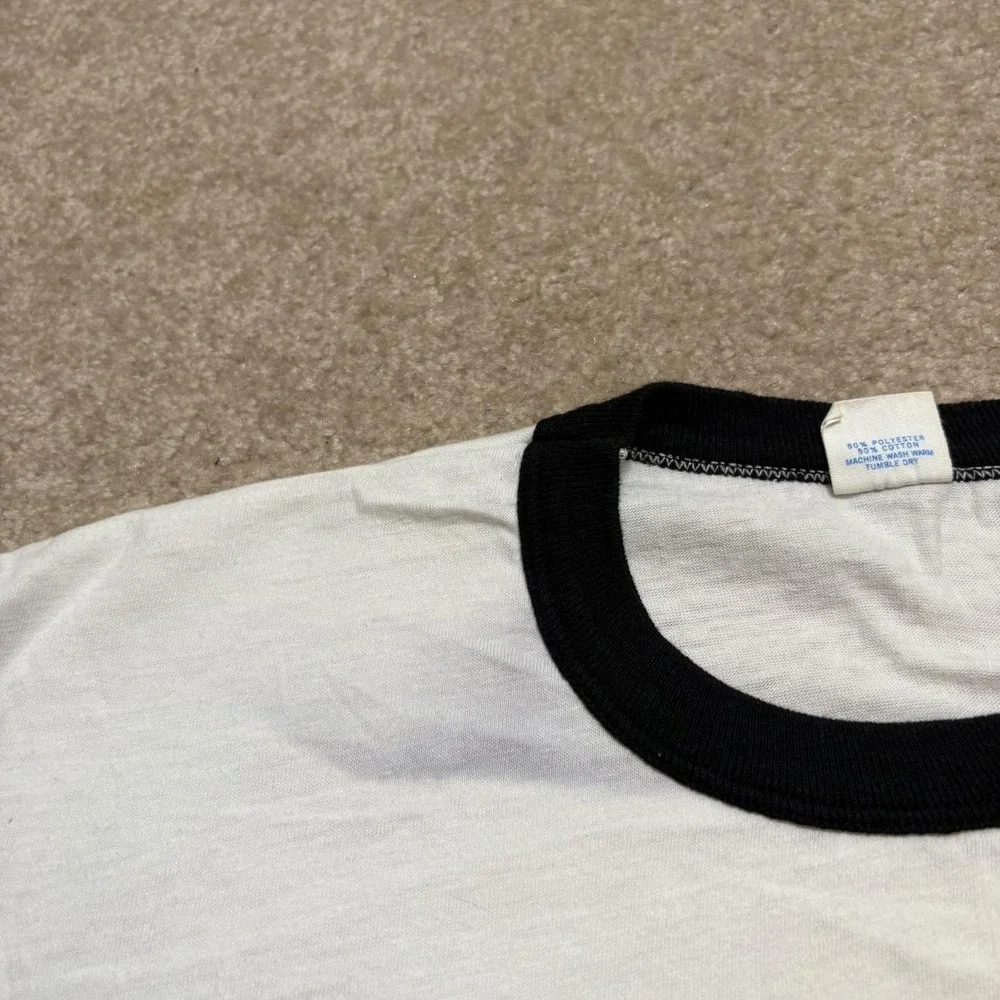 Vtg 70s NASCAR Shirt Ray Elder‎ XL 18-20 Fits Small White Sears Checkered Sleeve